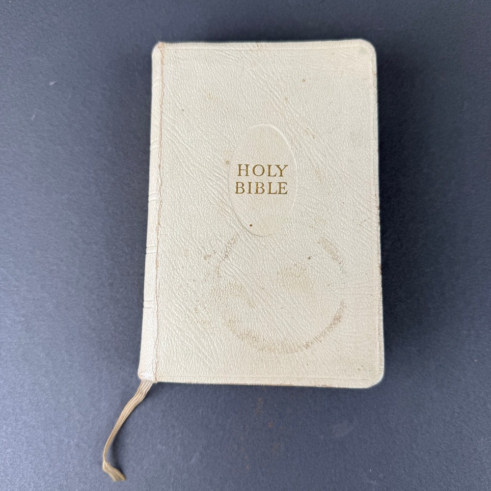 Collins Holy Bible King James Version Small White 1963 Good Vintage